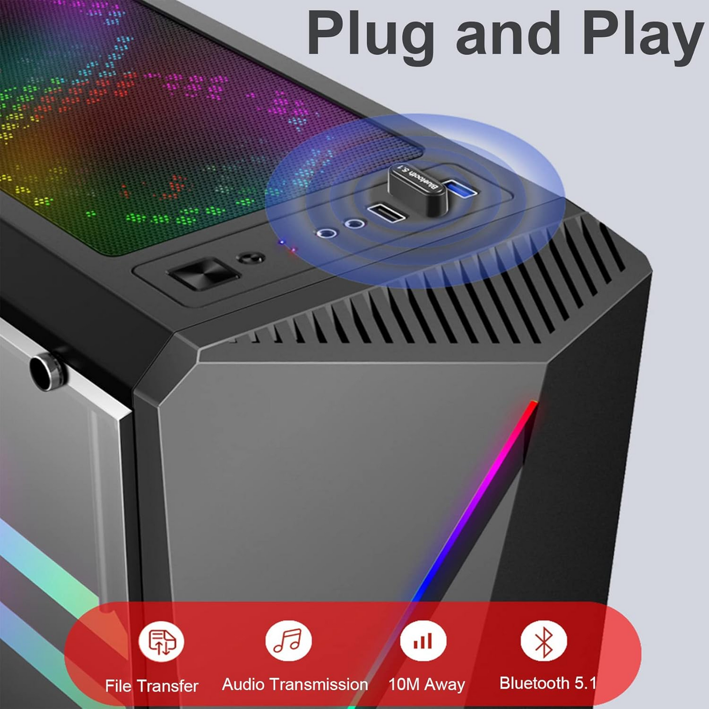 Adaptador Bluetooth USB 5.1 Esager | Dongle Inalámbrico para PC y Notebook | Ultra Rápido y Compacto | Plug & Play