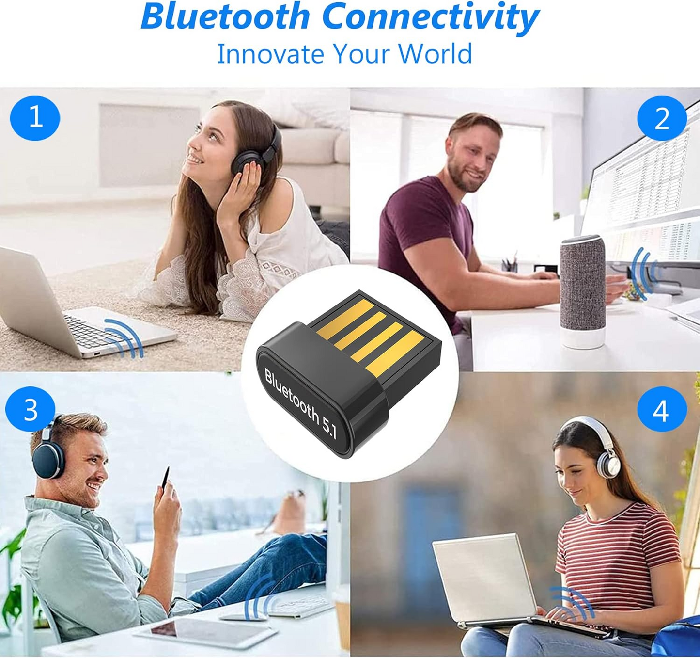 Adaptador Bluetooth USB 5.1 Esager | Dongle Inalámbrico para PC y Notebook | Ultra Rápido y Compacto | Plug & Play