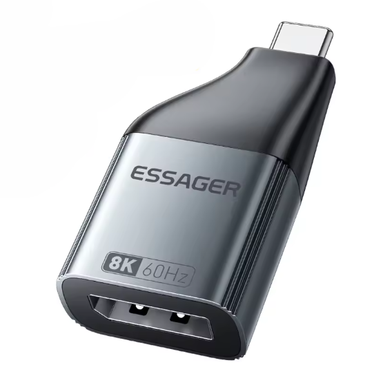 Adaptador USB Tipo C a DisplayPort 8K 60Hz / 4K 120Hz Essager – Ultra HD para MacBook, PC y Celulares | Plug & Play Premium