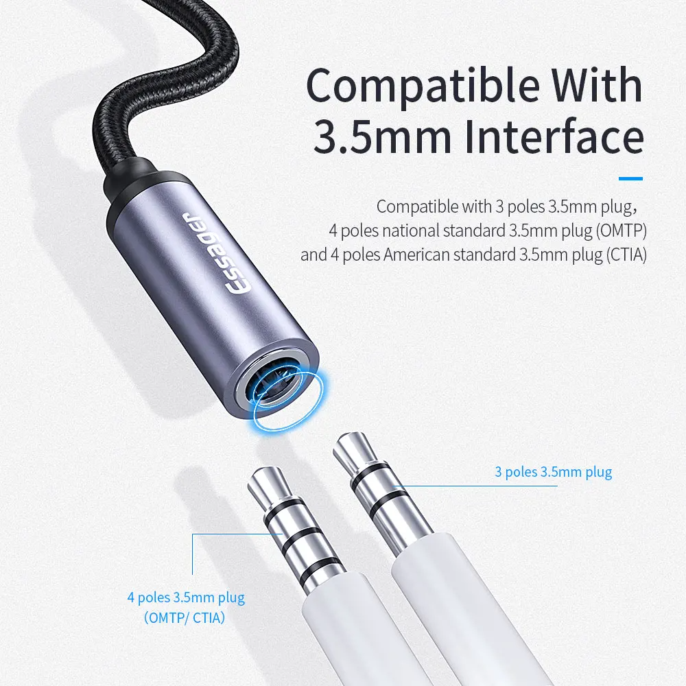 Adaptador Essager USB Tipo C a Jack 3.5mm Auxiliar – Compatible con Xiaomi, Huawei, Samsung, y Más | Sonido Hi-Fi, Diseño Compacto