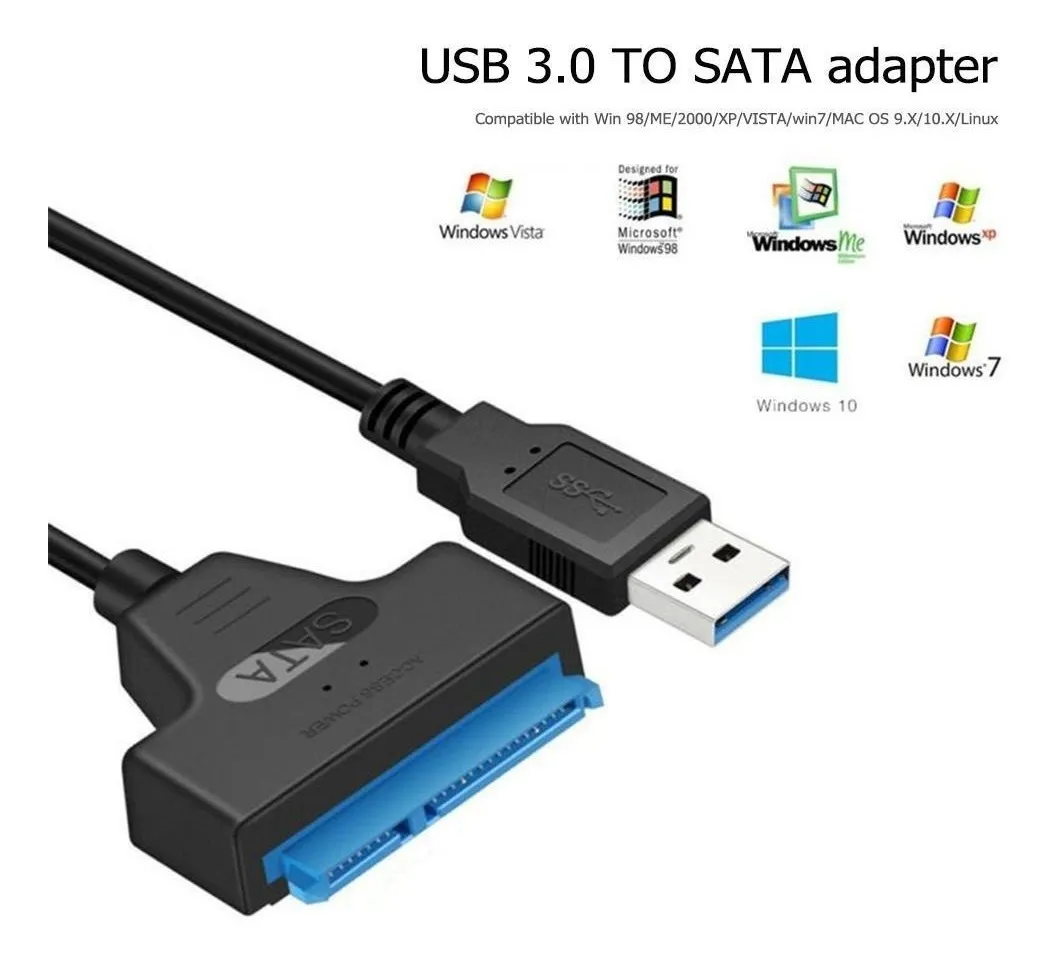 Adaptador Sata a USB 3.0 | Cable 22 Pines para SSD/HDD 2.5" | Transferencia Rápida Plug & Play – 22cm