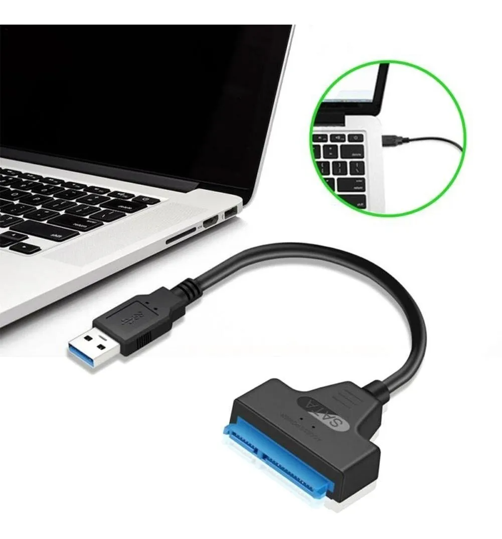 Adaptador Sata a USB 3.0 | Cable 22 Pines para SSD/HDD 2.5" | Transferencia Rápida Plug & Play – 22cm