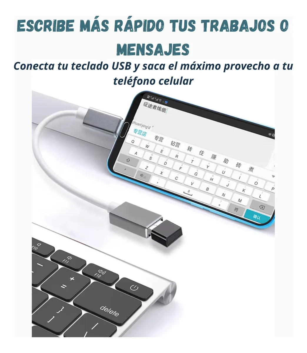 Adaptador OTG Tipo C a USB 3.0 – Conecta Pendrives, Teclados y Más a tu Celular, Tablet o PC | Plug & Play Universal