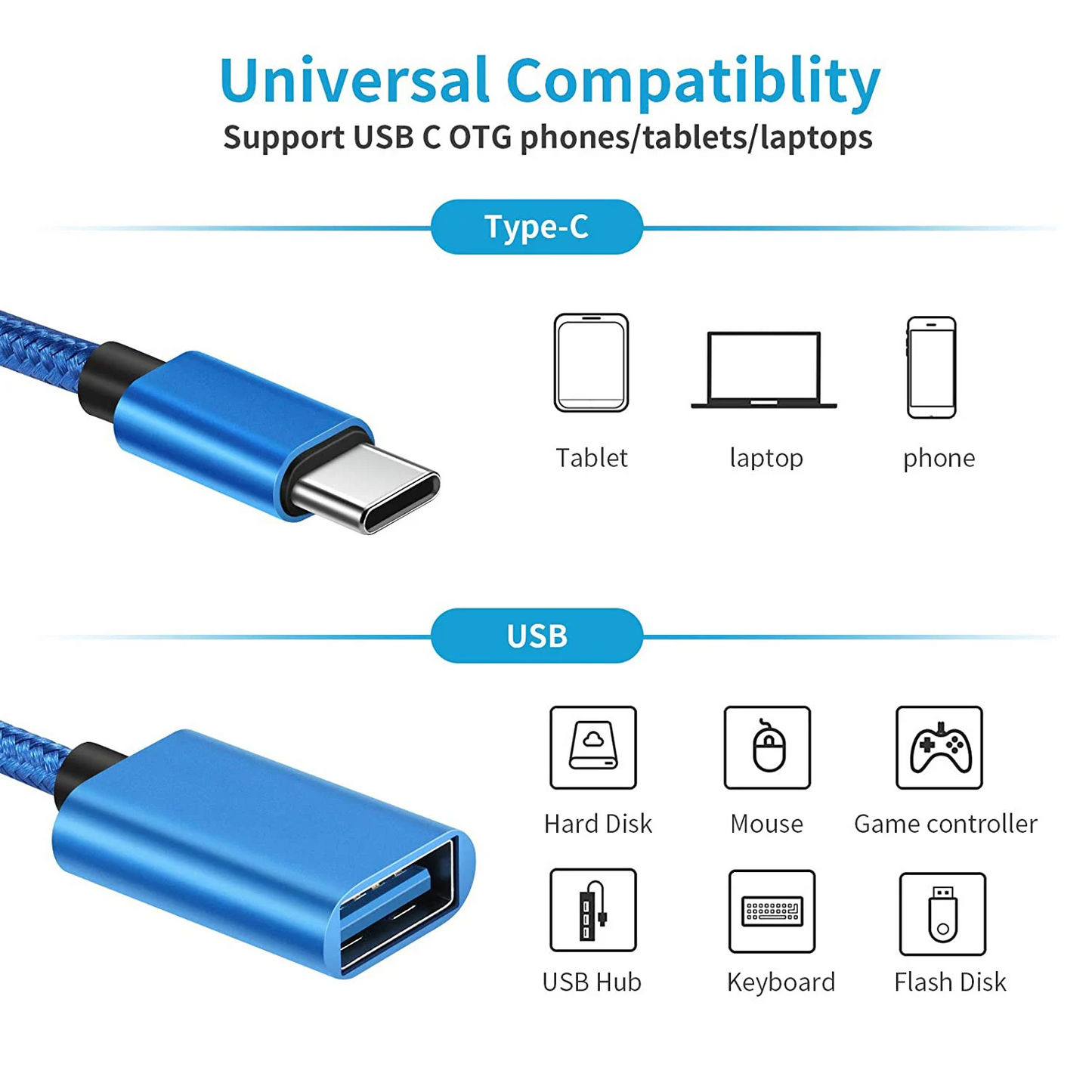Adaptador OTG Tipo C a USB 3.0 – Conecta Pendrives, Teclados y Más a tu Celular, Tablet o PC | Plug & Play Universal