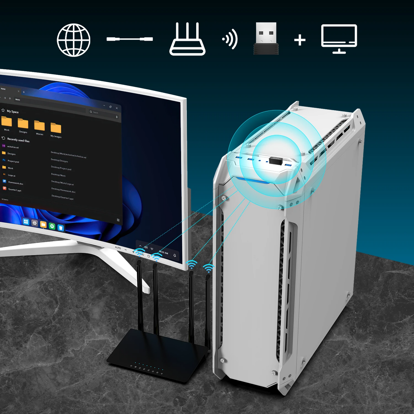 Adaptador WiFi USB Comfast CF-WU710N V4 | 150 Mbps | 2.4GHz | Mini Receptor y Transmisor Inalámbrico para PC y Notebook