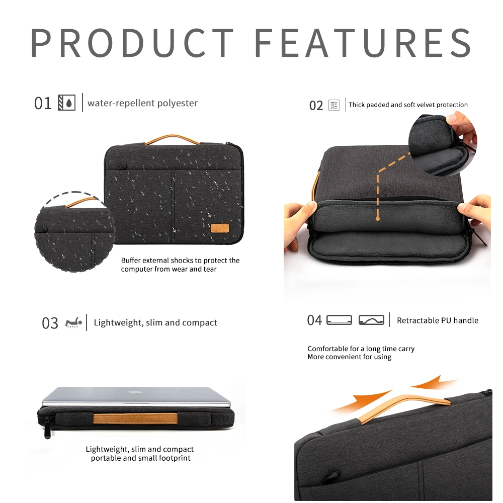 Funda Maletín Elegante 14" Antigolpes | Compatible con MacBook, HP, Dell, Acer – Estilo Ejecutivo e Impermeable