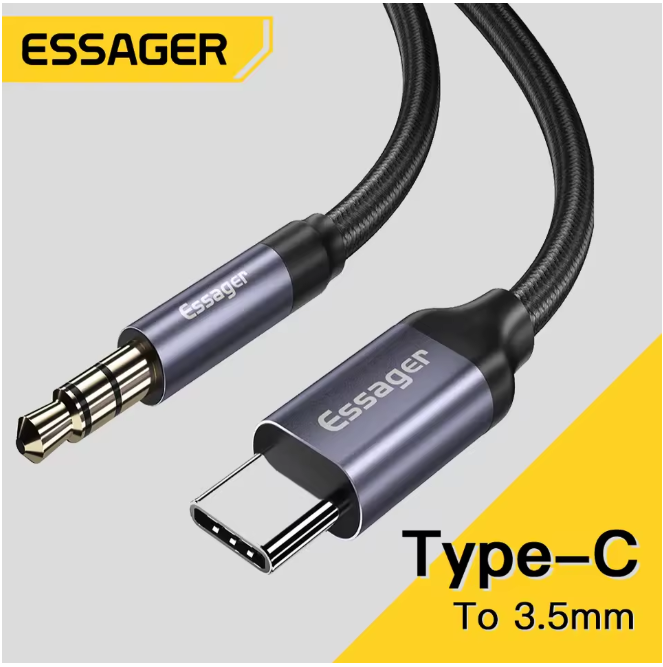 Adaptador Essager USB Tipo C a Jack 3.5mm – Cable AUX de Alta Fidelidad para Auriculares y Parlantes | Compatible con Samsung, Xiaomi, Mi y más