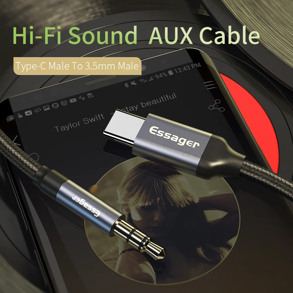 Adaptador Essager USB Tipo C a Jack 3.5mm – Cable AUX de Alta Fidelidad para Auriculares y Parlantes | Compatible con Samsung, Xiaomi, Mi y más