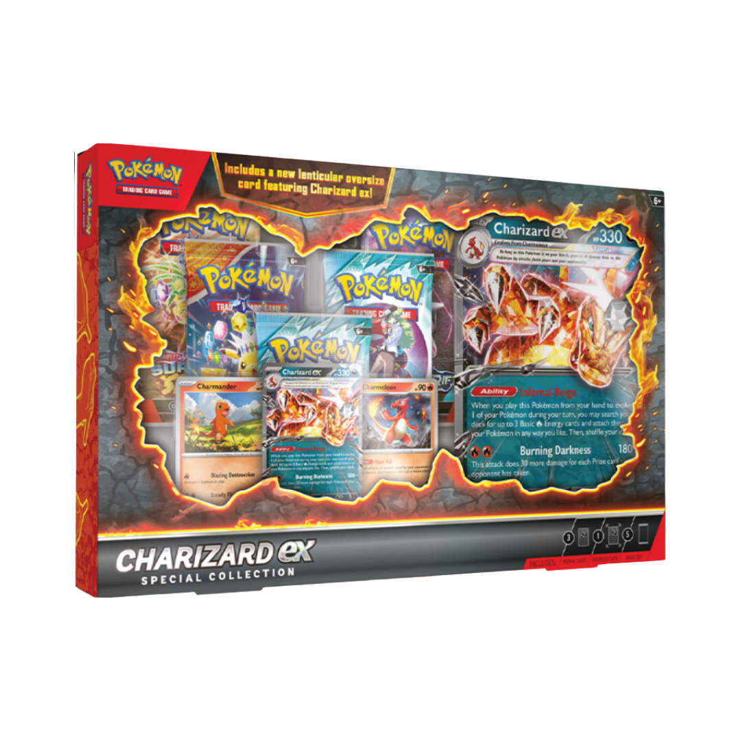 🔥 Charizard ex Special Collection Pokémon TCG – ¡Set Premium con Carta 3D Lenticular!