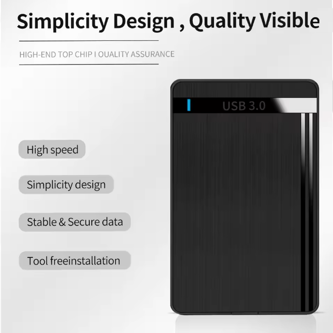 Caja Externa TISHRIC 2.5" HDD SATA 3.0 | USB 3.0 | Soporte UASP | Ultra Rápida y Compacta