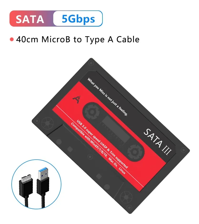 Cofre Vintage 2.5” SATA | USB 3.0 | 5Gbps | HDD/SSD | Ultra Compacta y Rápida | Plug & Play