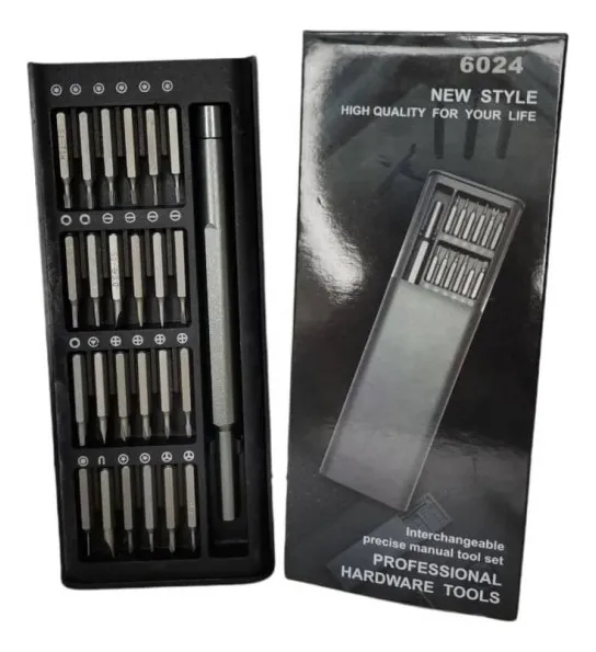 Kit Destornillador de Precisión 6024B | 24 en 1 | Reparación Celulares, Relojes, Laptops | Estuche Magnético Profesional