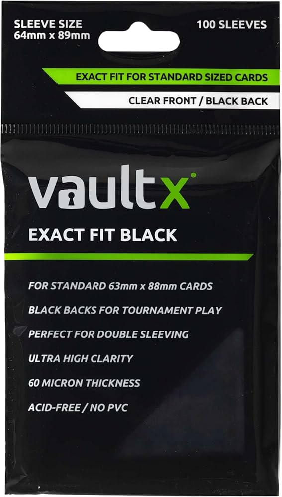 Fundas Protectores Vault X Exact Fit para Cartas Coleccionables | Paquete de 100 | Alta Claridad y Ajuste Perfecto para TCG Estándar 2.5" x 3.5"