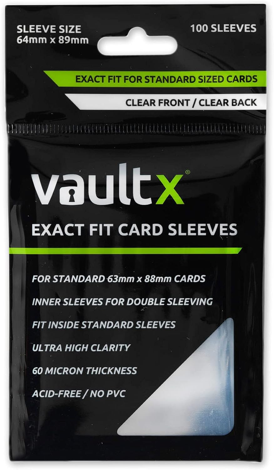 Fundas Protectores Vault X Exact Fit para Cartas Coleccionables | Paquete de 100 | Alta Claridad y Ajuste Perfecto para TCG Estándar 2.5" x 3.5"
