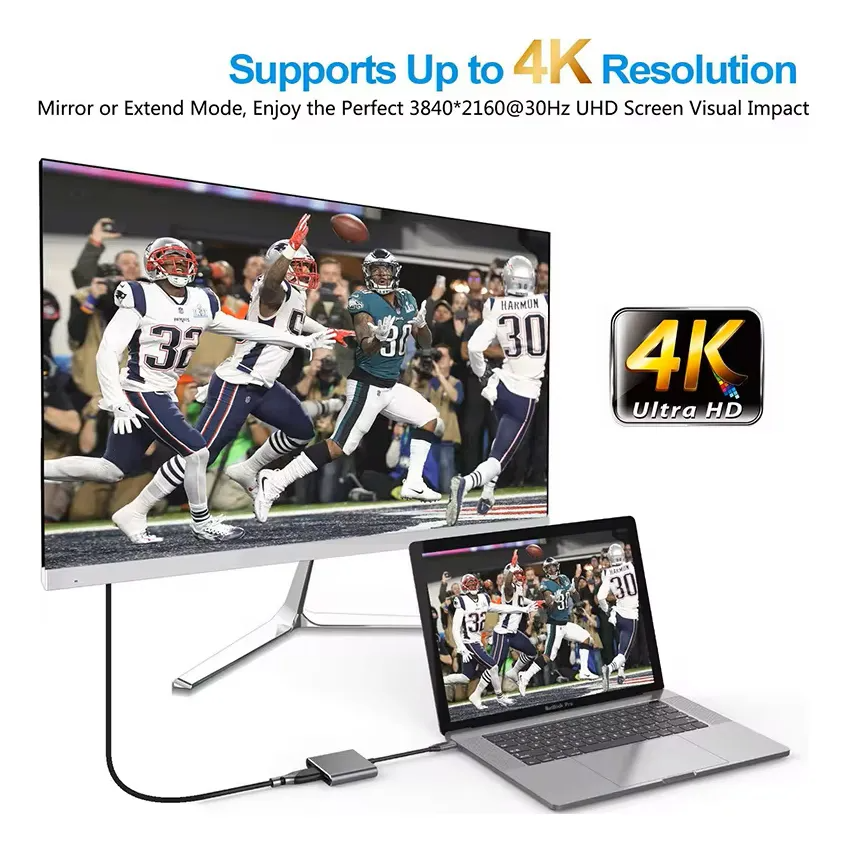 Adaptador 3 en 1 USB-C a HDMI 4K, USB 3.0 y USB-C PD 100W | Compatible con MacBook, Notebook y PC – Color Gris
