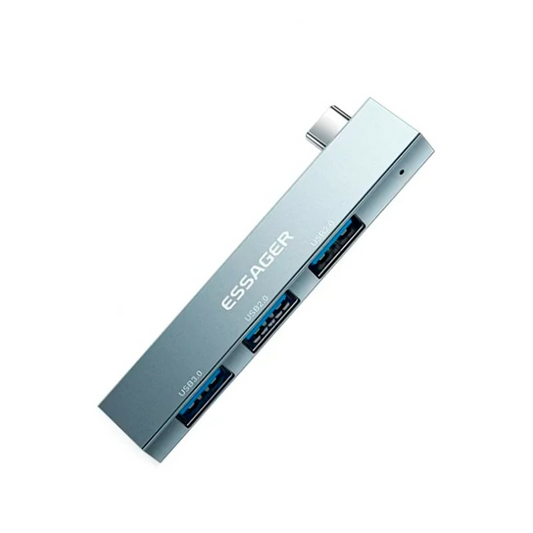 Hub USB-C 3 en 1 Essager – Adaptador Multidivisor Alta Velocidad USB 3.0 para MacBook, Huawei, Xiaomi, OTG
