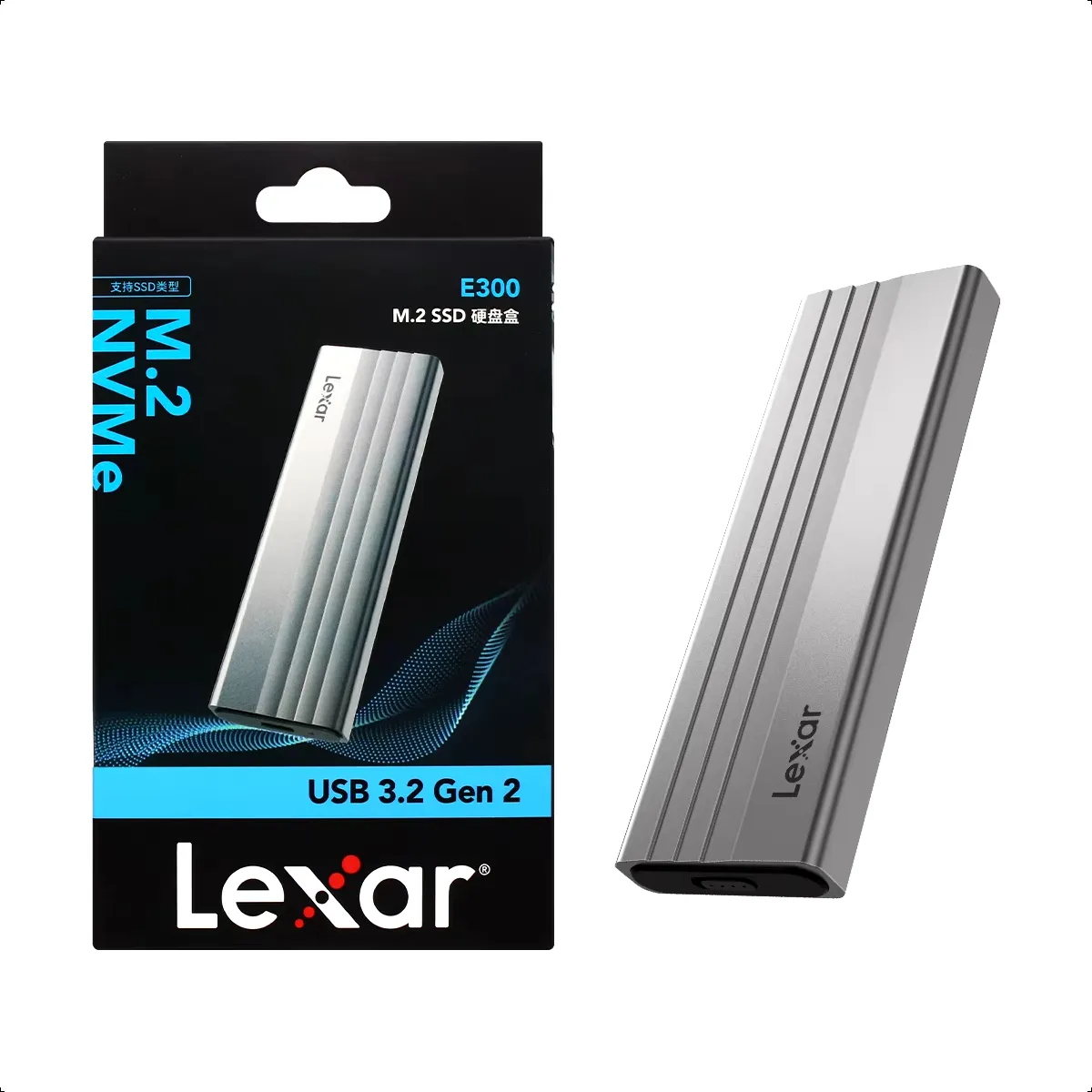 Lexar E300 Caja Externa SSD M.2 NVMe | Tipo-C | 10Gbps | Aluminio | Alta Velocidad