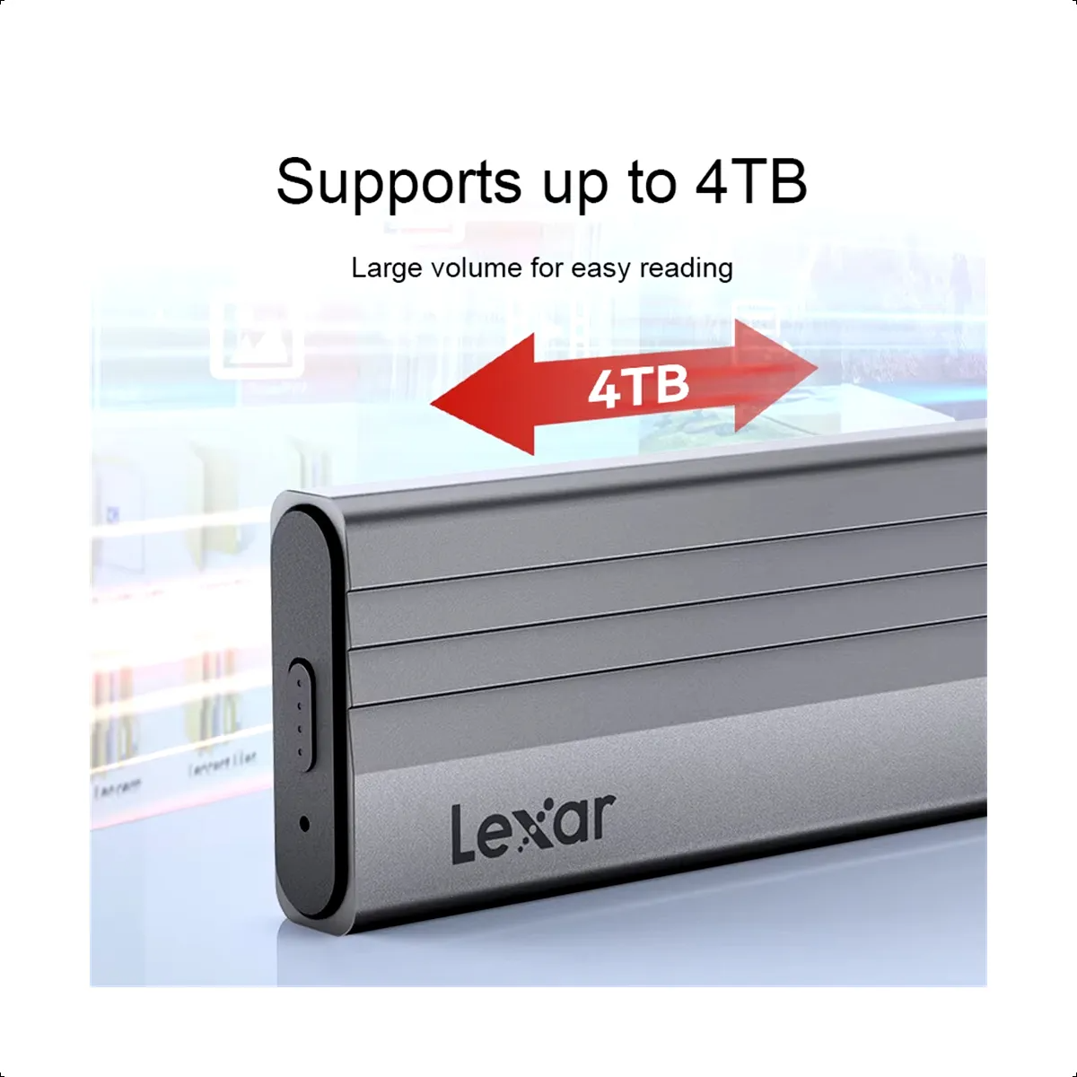 Lexar E300 Caja Externa SSD M.2 NVMe | Tipo-C | 10Gbps | Aluminio | Alta Velocidad