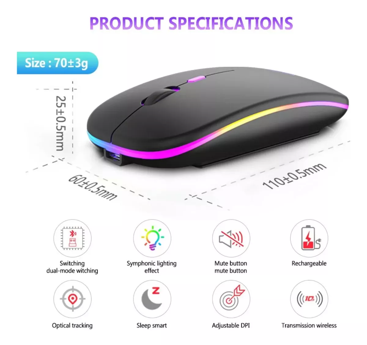 Mouse Recargable RGB