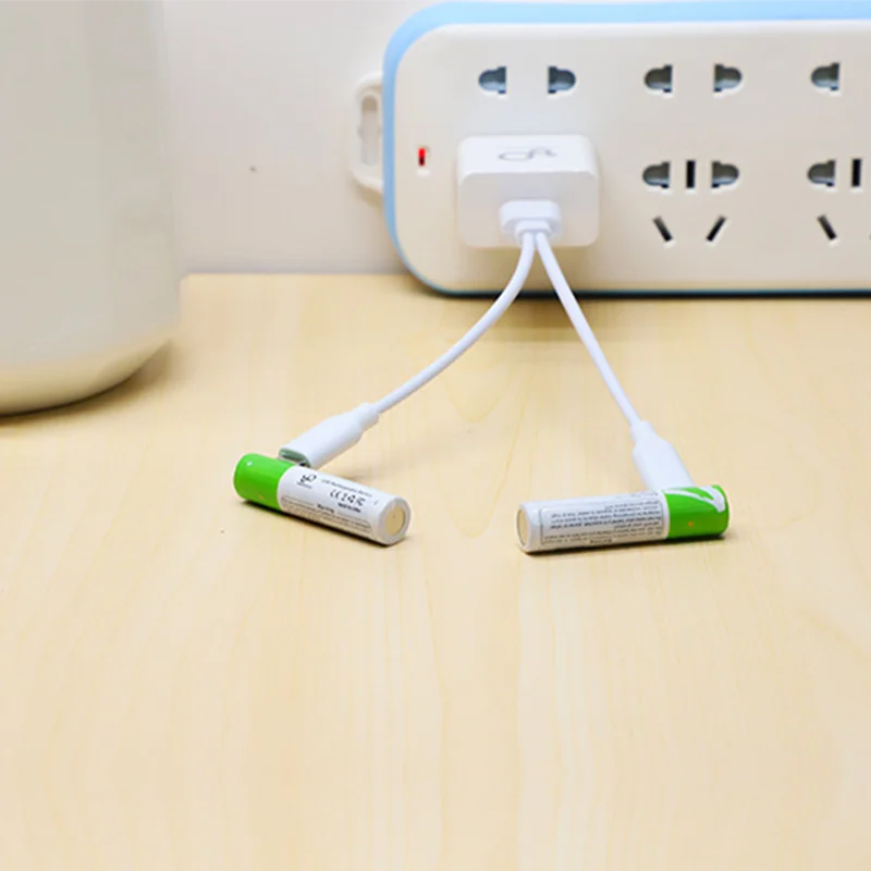 Pack 2 Pilas AAA Recargables USB Tipo-C | 1.5V | 750 mWh | Carga Rápida | +1000 Ciclos | Incluye Cable