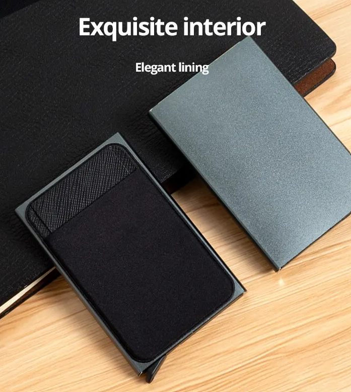 Tarjetero Antirrobo RFID Pop-Up de Aluminio – Estilo Minimalista, Compacto y Seguro
