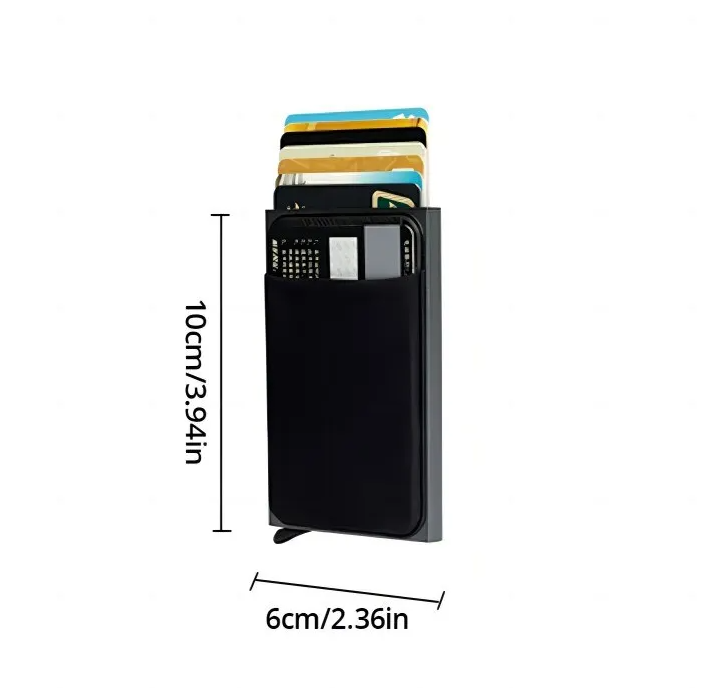 Tarjetero Antirrobo RFID Pop-Up de Aluminio – Estilo Minimalista, Compacto y Seguro