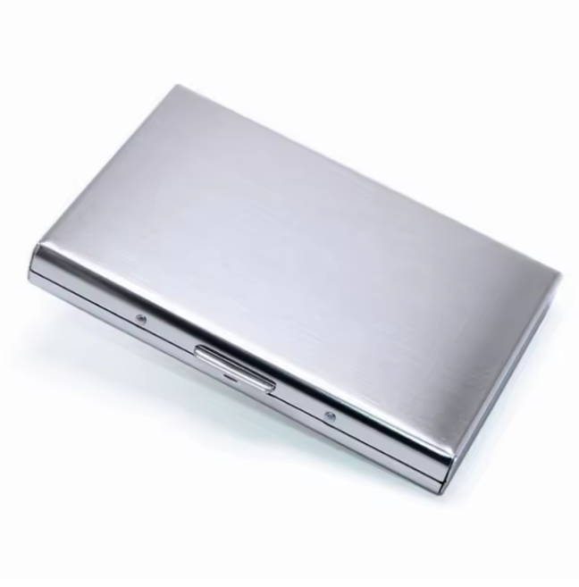 Tarjetero Metálico Plateado con Protección RFID | 6 Espacios | Diseño Elegante y Compacto para Hombre y Mujer