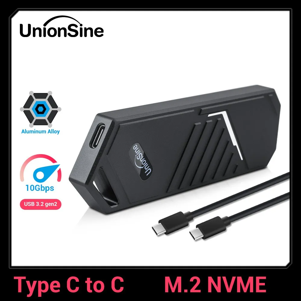 Caja Externa UnionSine M.2 SSD NVMe | USB 3.2 10Gbps | UASP | Para SSD M Key | Ultra Rápida y Compacta