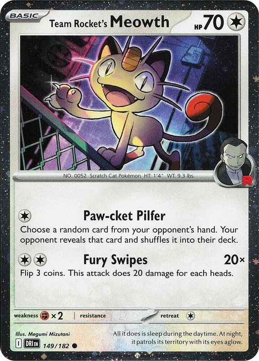Team Rocket's Meowth (Cosmos Holo) #149/182-DRI