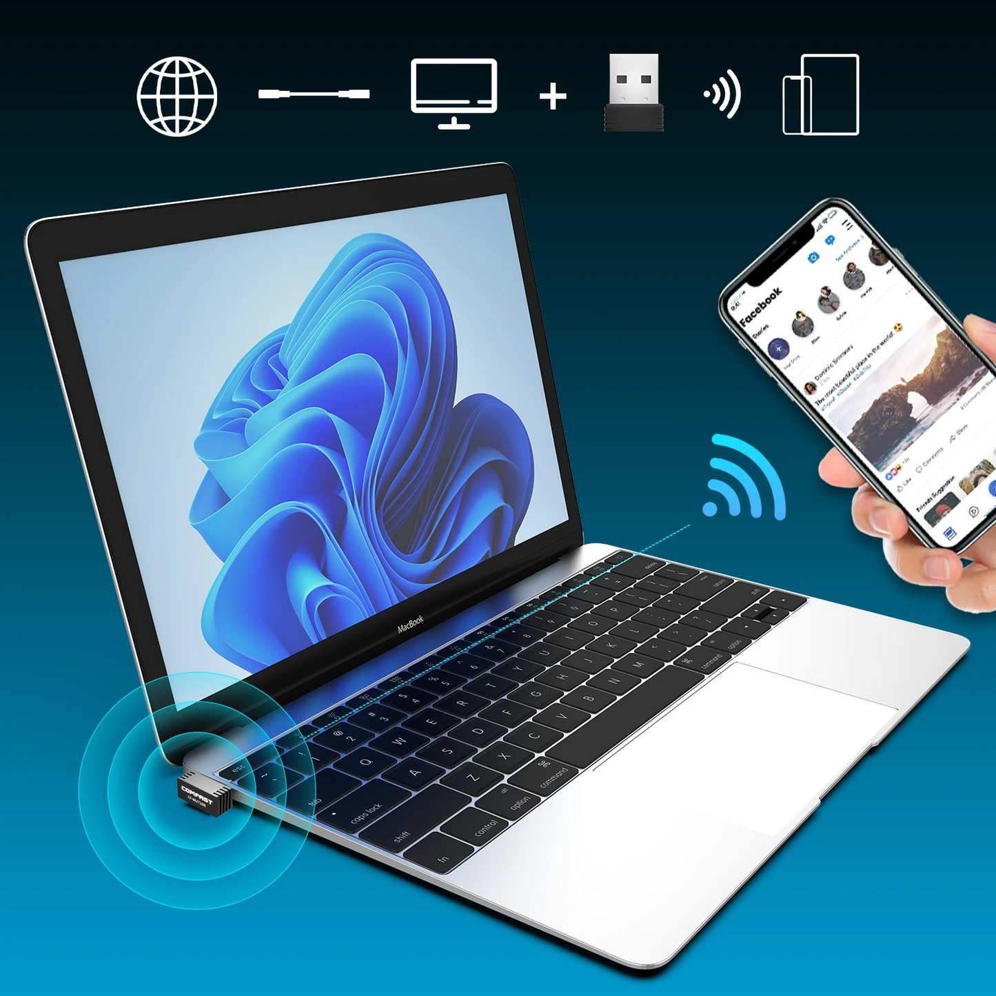 Adaptador WiFi USB Comfast CF-WU710N V4 | 150 Mbps | 2.4GHz | Mini Receptor y Transmisor Inalámbrico para PC y Notebook