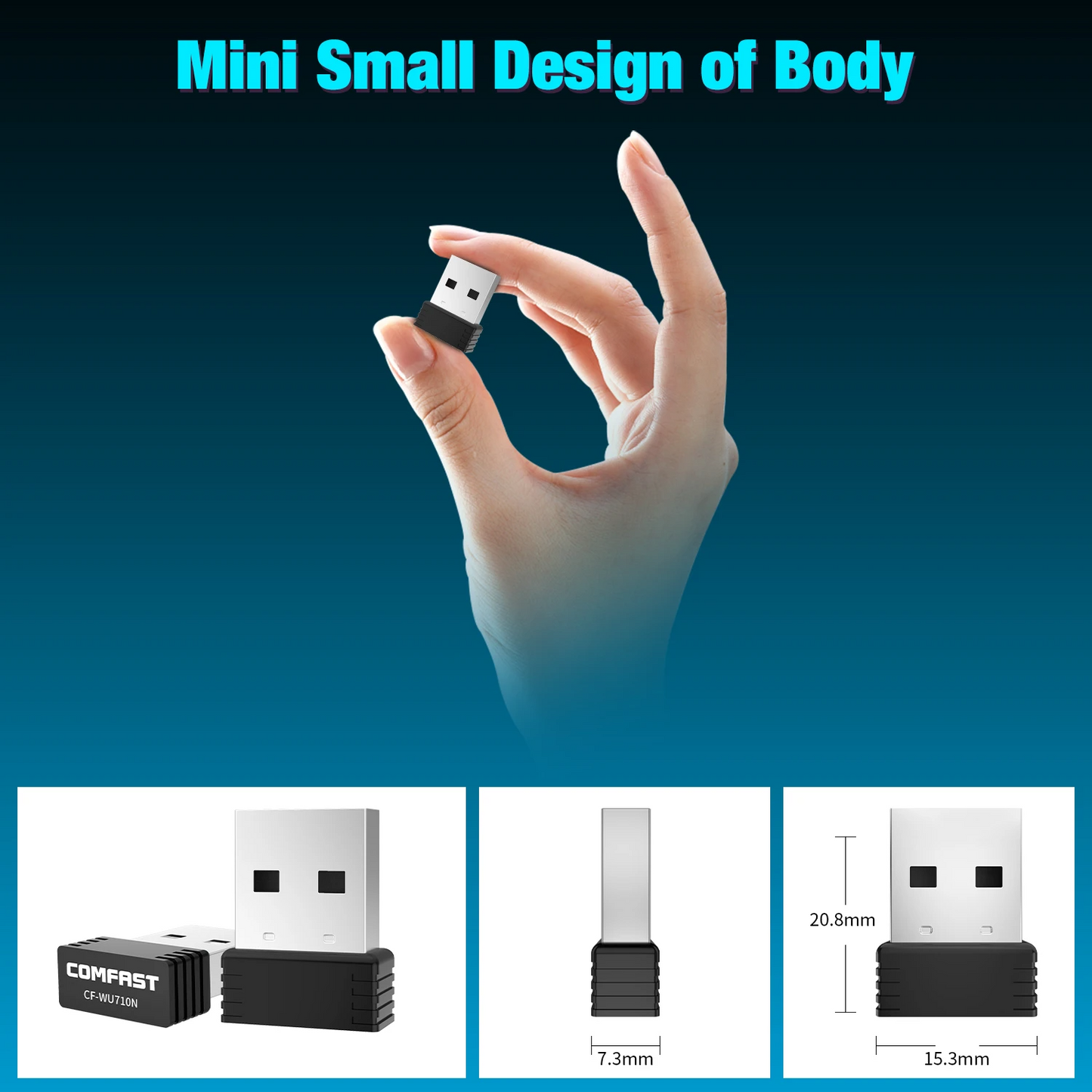 Adaptador WiFi USB Comfast CF-WU710N V4 | 150 Mbps | 2.4GHz | Mini Receptor y Transmisor Inalámbrico para PC y Notebook