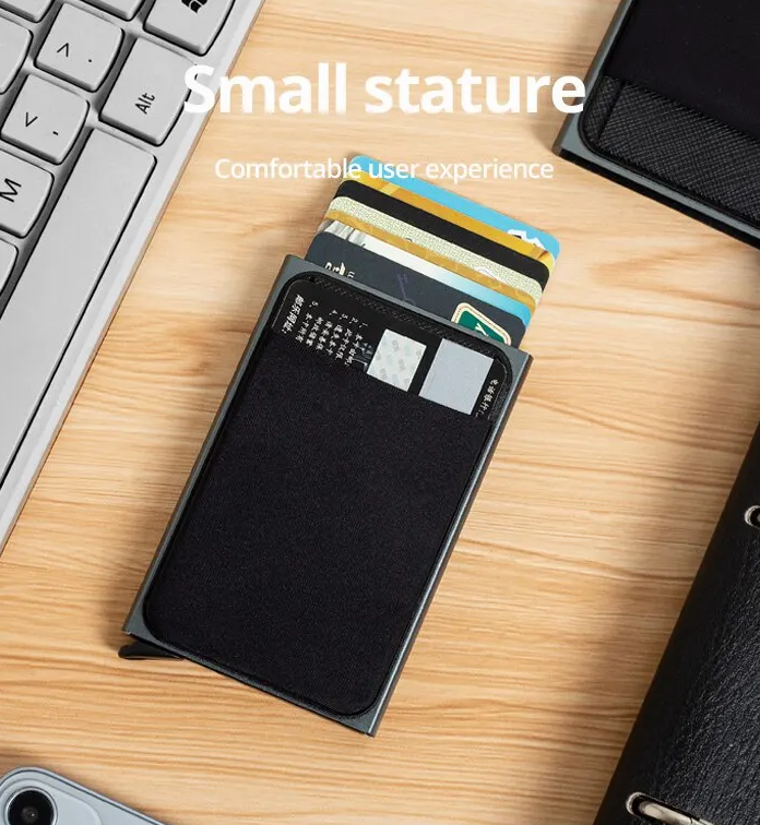 Tarjetero Antirrobo RFID Pop-Up de Aluminio – Estilo Minimalista, Compacto y Seguro
